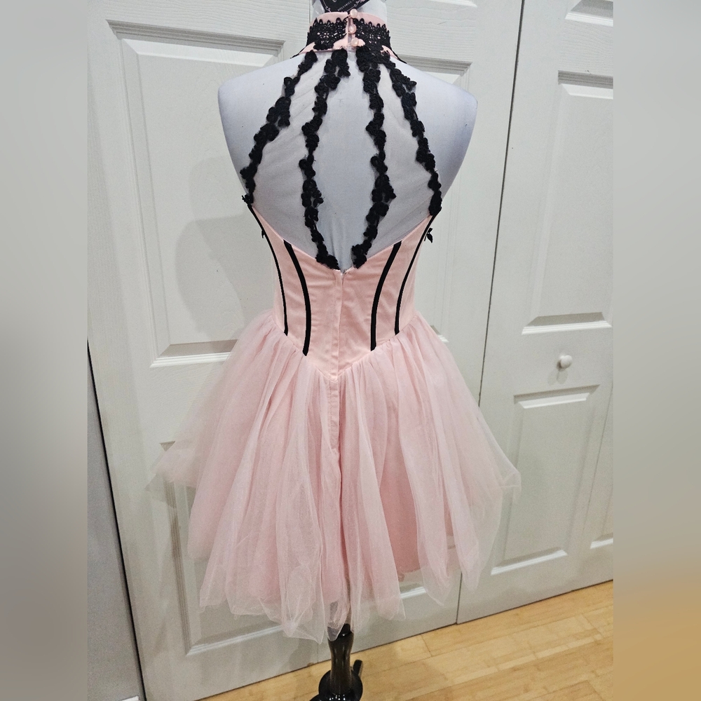 Dolls Kill Unholy Pastel Goth Pink Black Lace The Night Of Corset Tutu Dress S - Picture 3 of 12
